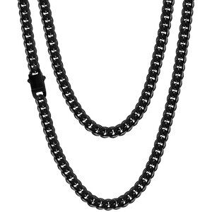 Fiusem e.6mm width-black 20 inches 3.5mm Cuban Link Chains for Men